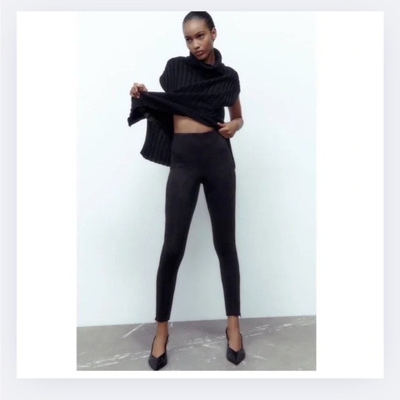 Zara Pants - Zara Faux Suede Black Leggings